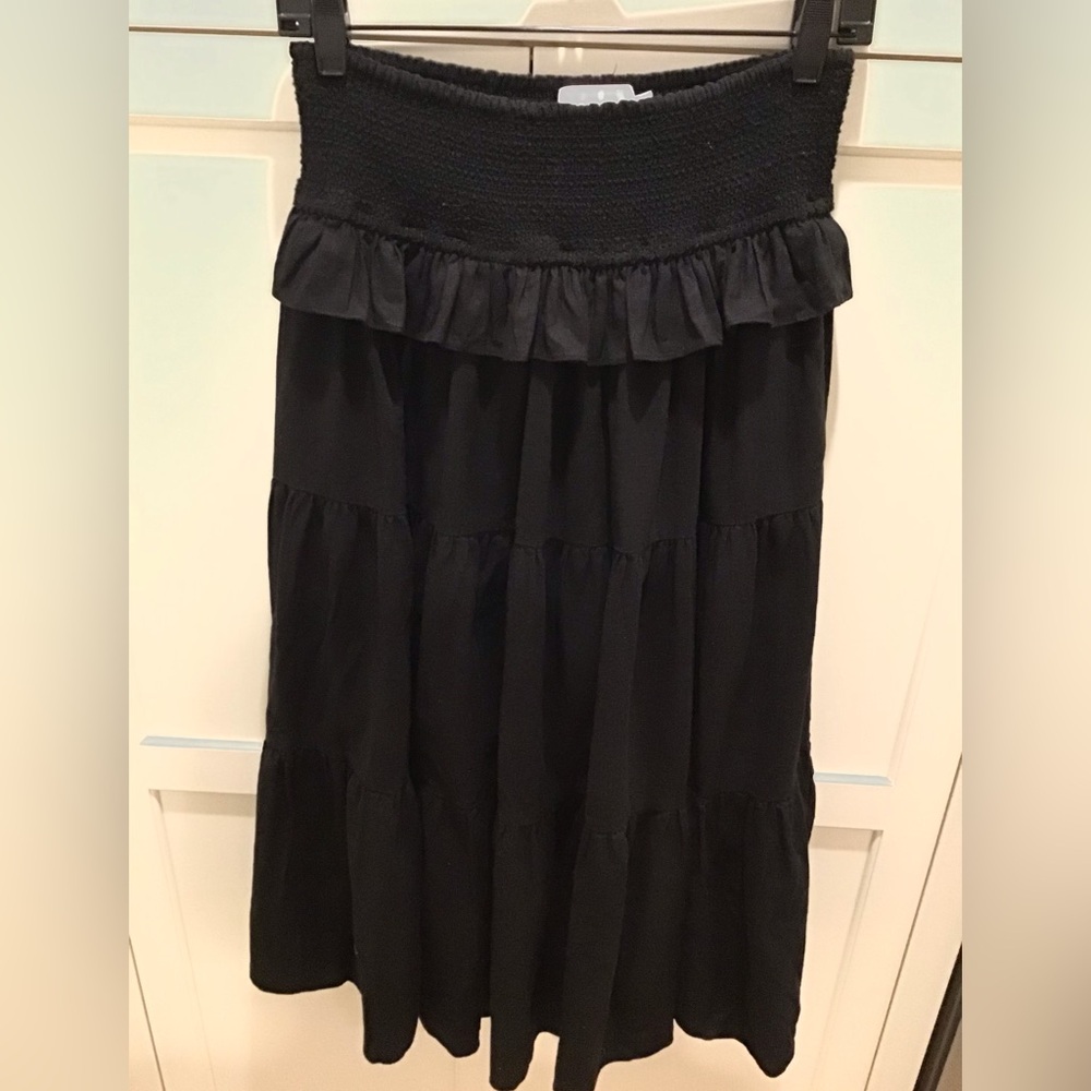 Christy Lynn Boho Black Tiered Maxi Skirt Medium